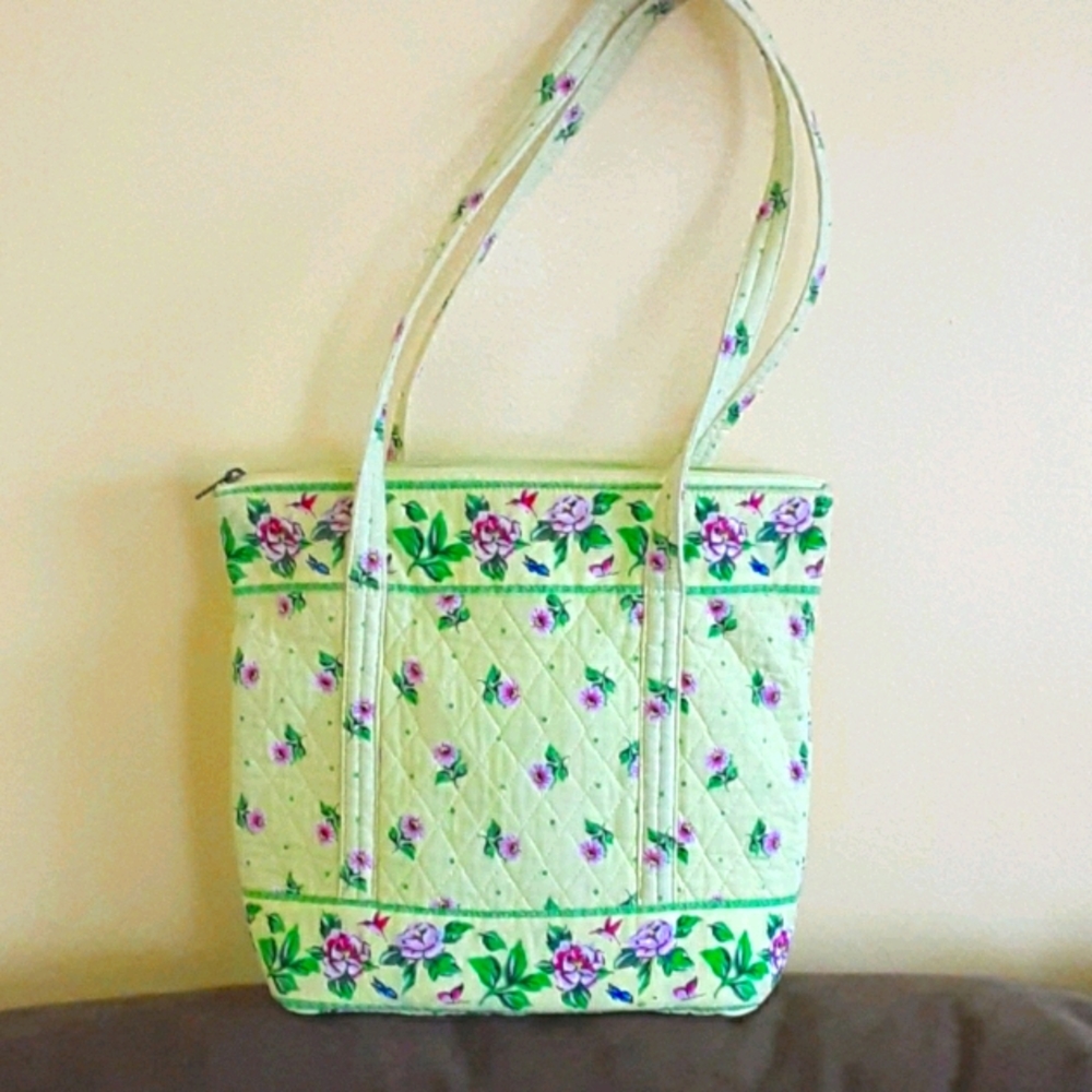 Floral quilted purse w/check holder wallet